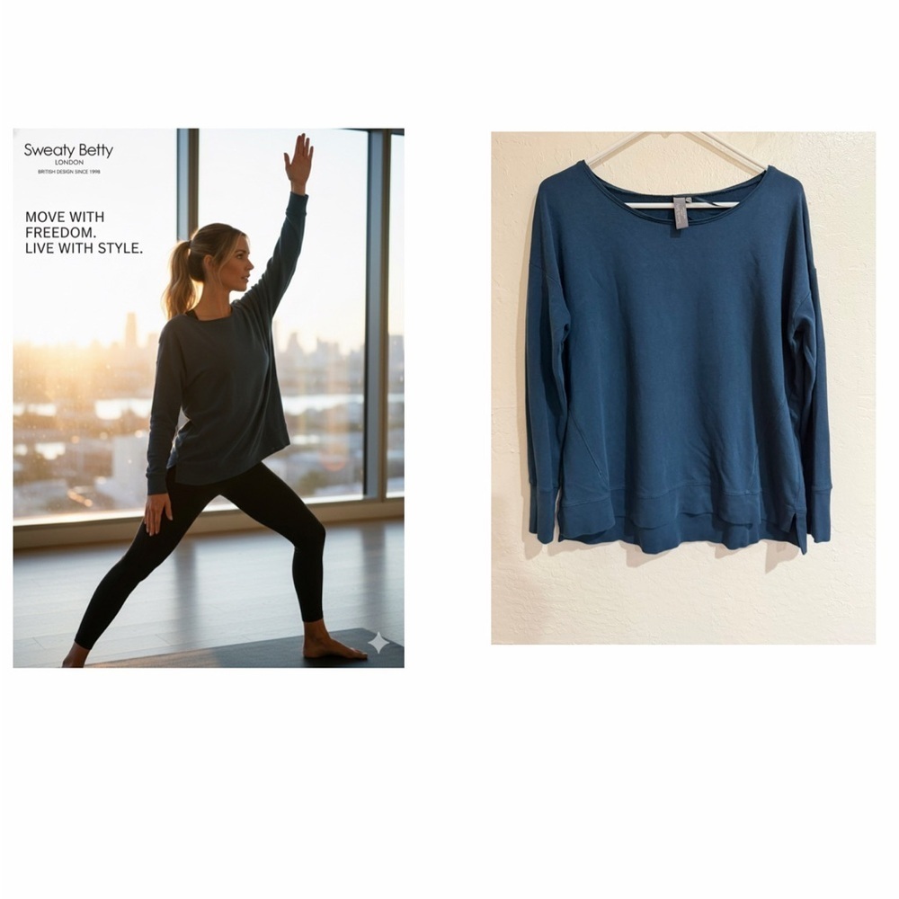 Sweaty Betty Teal Oversized Pullover Long Sleeve Sweatshirt size S